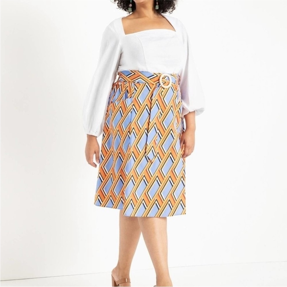 ELOQUII Geometric Print Wrap Skirt Size 18